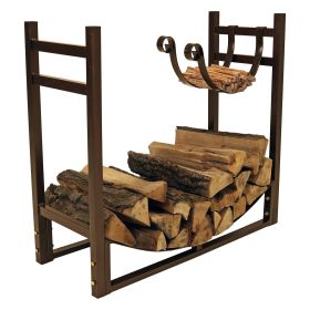 Bronze Metal Indoor/Outdoor Firewood Log Rack with Removeable Kindle Holder Bronze Metal Indoor/Outdoor Firewood Log Rack with Removeable Kindle Holder