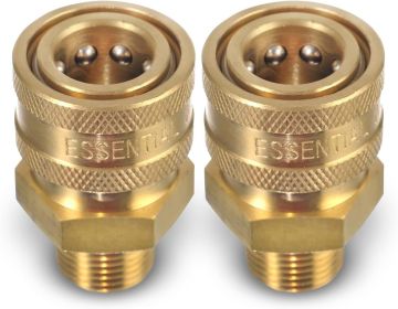 ESSENTIAL WASHER Brass 3/8" Female Quick Connect Fittings To Male NPT - Pressure Washer Couplers, 4200 PSI, 2 Pack ESSENTIAL WASHER Brass 3/8" Female Quick Connect Fittings To Male NPT - Pressure Washer Couplers, 4200 PSI, 2 Pack